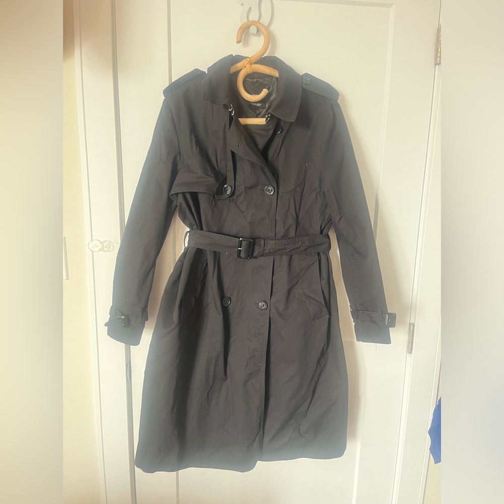 MANGO Black Trench Coat Size XL - Like New